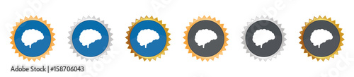 Gehirn - Brainstorming - Gezacktes Button-Set