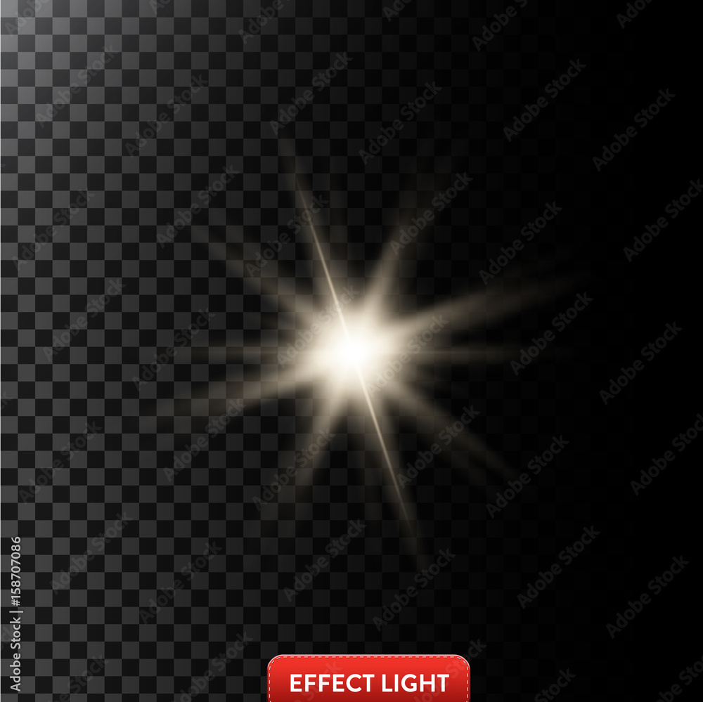 Vector illustration of a glowing light effect with rays and lens flares isolated on a dark translucent background Vector illustration of a glowing light effect with rays and lens flares isolated on a dark translucent background