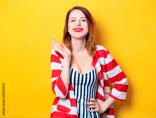 Woman on yellow background