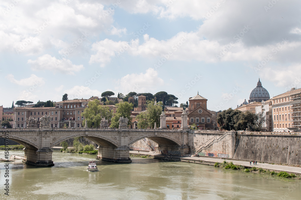 Looking at San Pietro  from river Tiber in Rome
