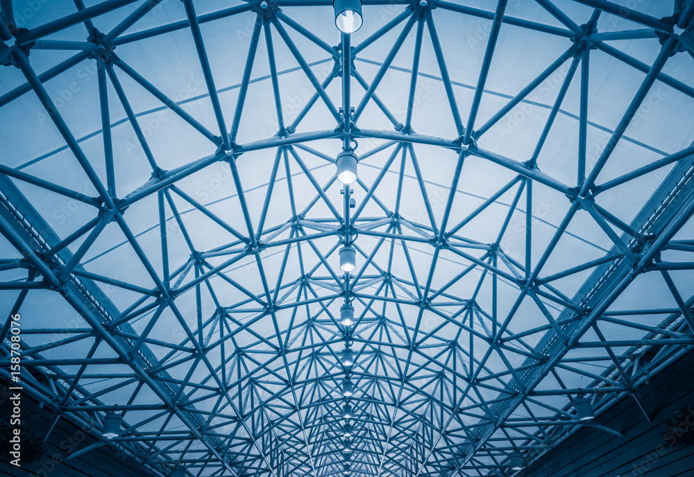 Low angle view of building ceiling in city of China. Low angle view of building ceiling in city of China.