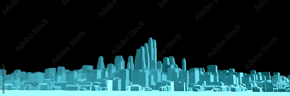 X-Ray Image Of Modern City on Black