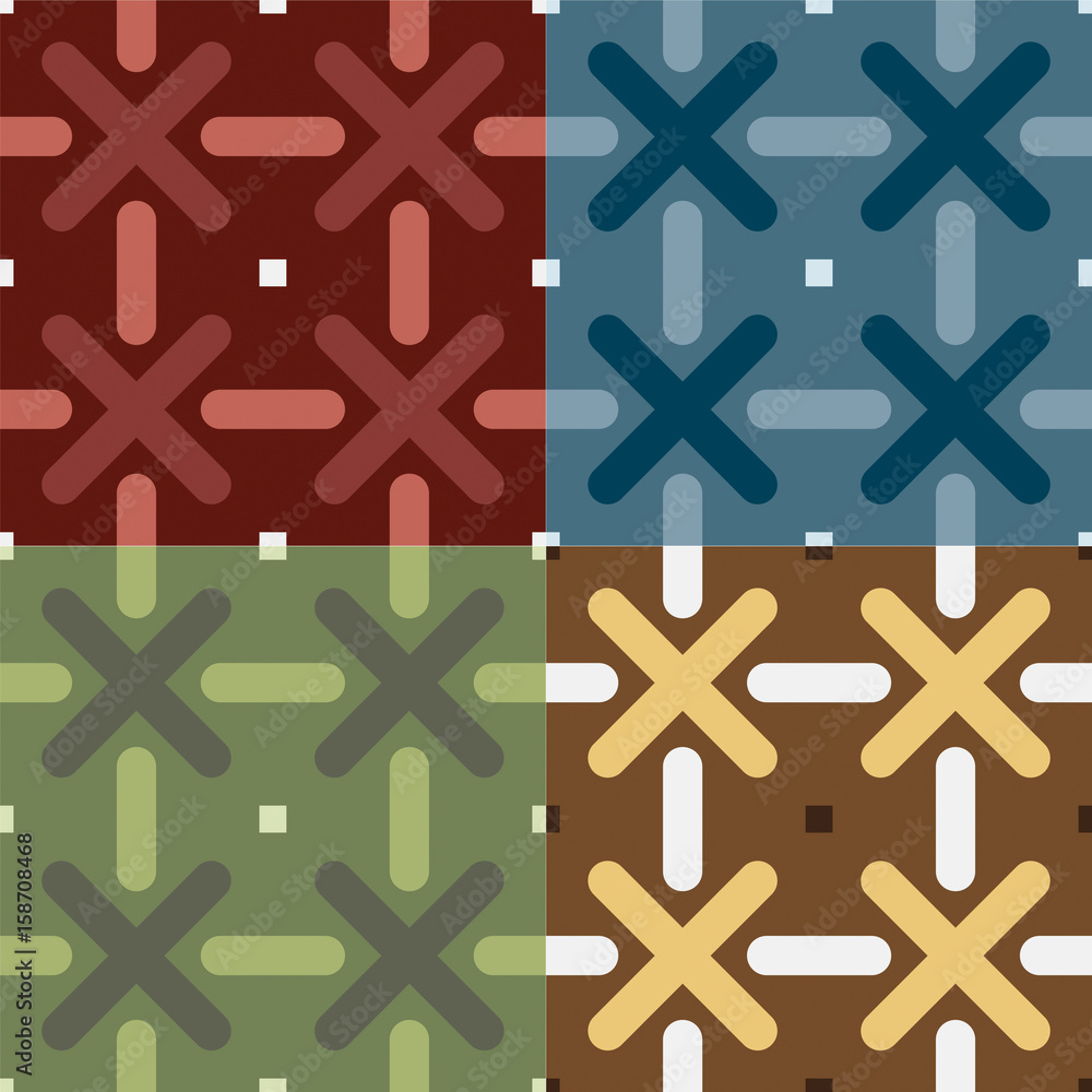 Set Of  4 Seamless Pattern Vector Illustration