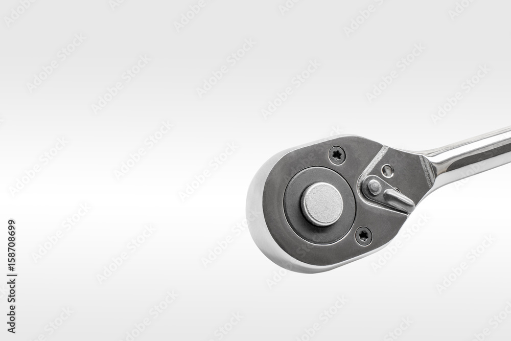 ratchet spanner wrench on white background with copy space and clipping path. ratchet spanner wrench on white background with copy space and clipping path.
