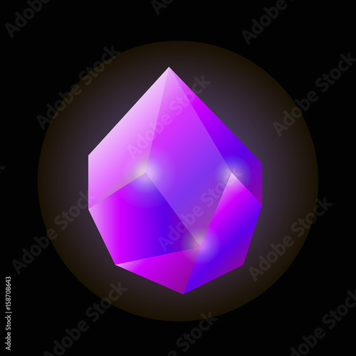 Bright shiny uncut violet natural crystal isolated illustration