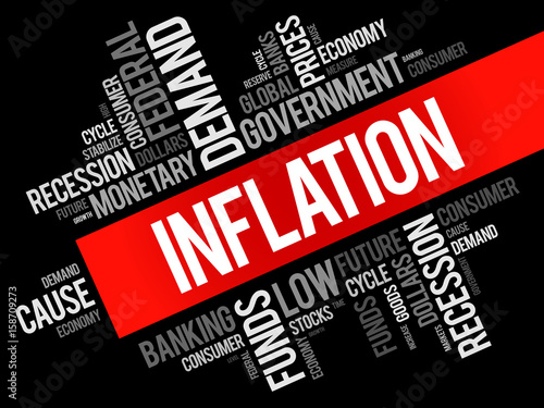 Inflation word cloud collage, business concept background
