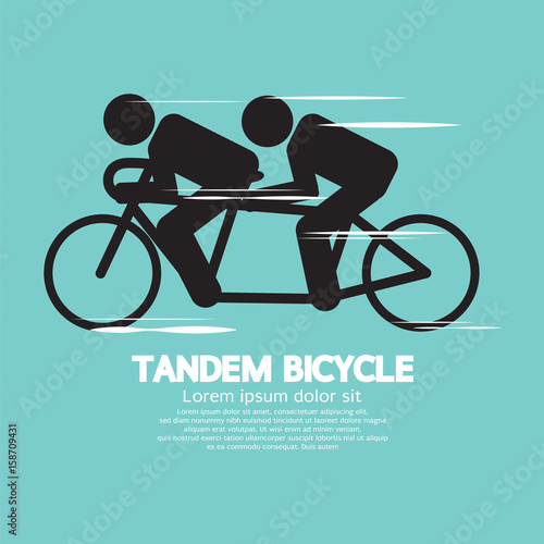 Black Symbol Tandem Bicycle Vector Illustration