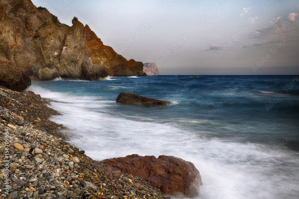 long exposure of sea and rocks
