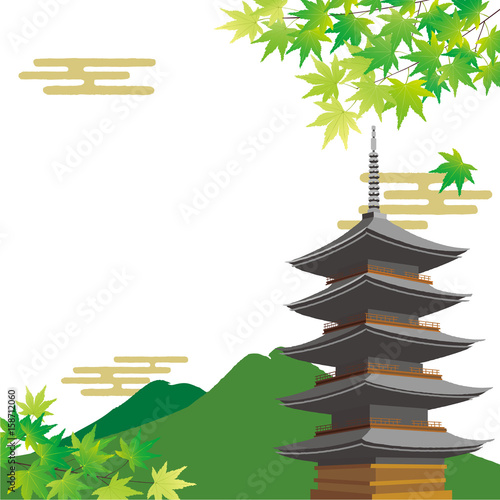青もみじと五重塔