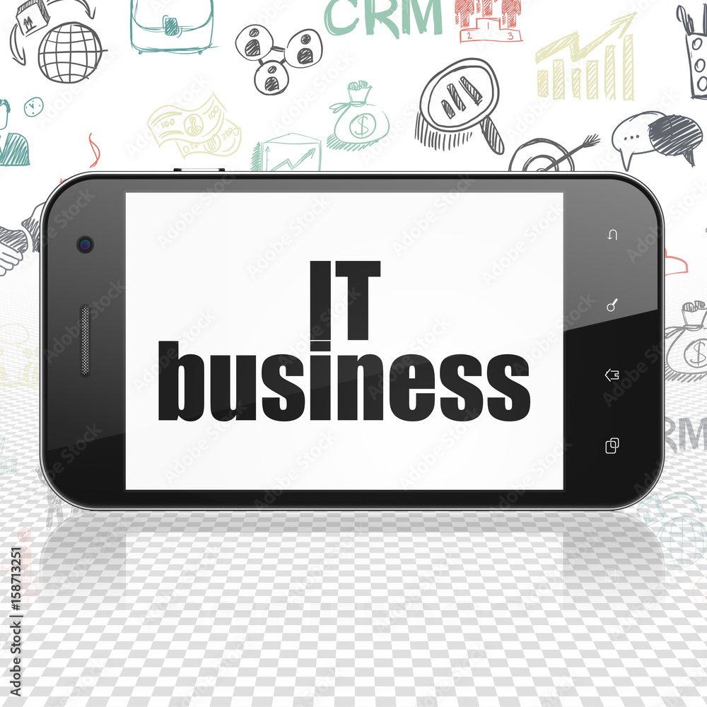 Business concept: Smartphone with IT Business on display Business concept: Smartphone with IT Business on display