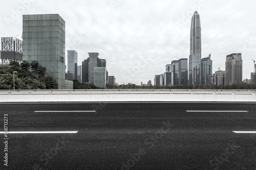 Empty downtown street intersection,shot in Shanghai,China.