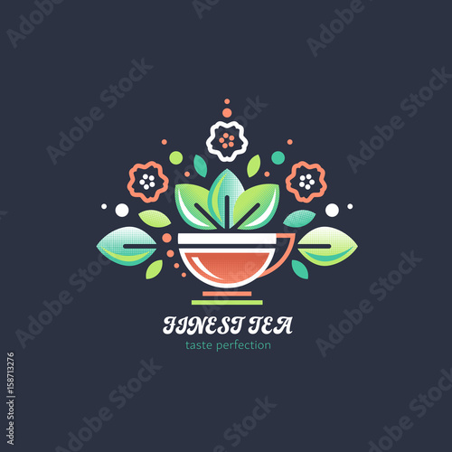 Abstract geometrical cup of tea label.