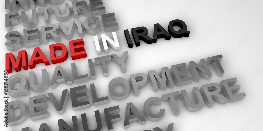 Made in Iraq concept in the national colors Made in Iraq concept in the national colors