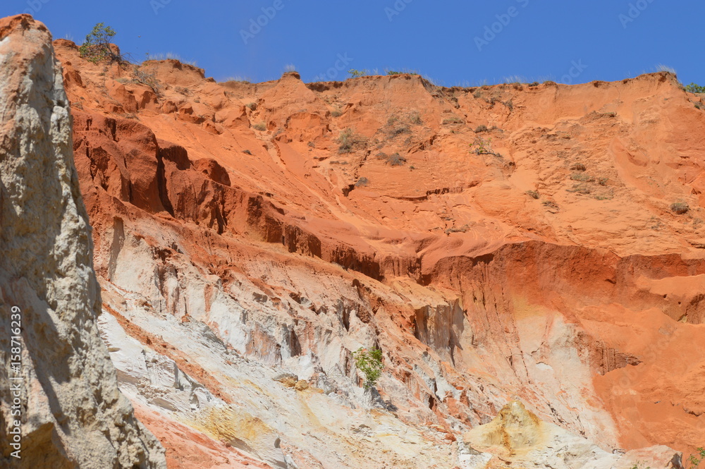 Red Layer over White Sand Layer