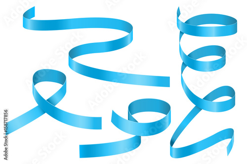 Blue ribbon scrolls. Shiny decorations