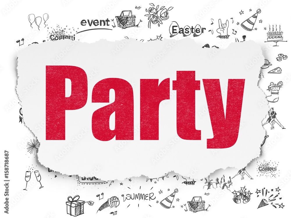 Entertainment, concept: Party on Torn Paper background Entertainment, concept: Party on Torn Paper background