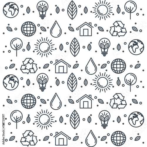 Hand drawn eco friendly items pattern over white background vector illustration