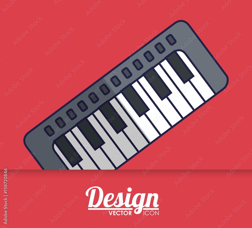 Fototapeta premium piano instrument icon over red background colorful design vector illustration