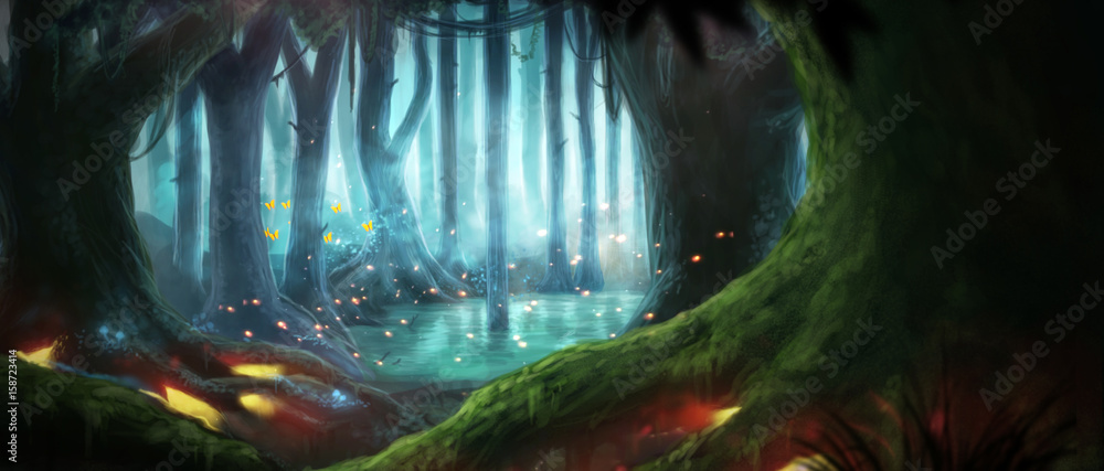 Obraz premium Ilustracyjny las fantazji