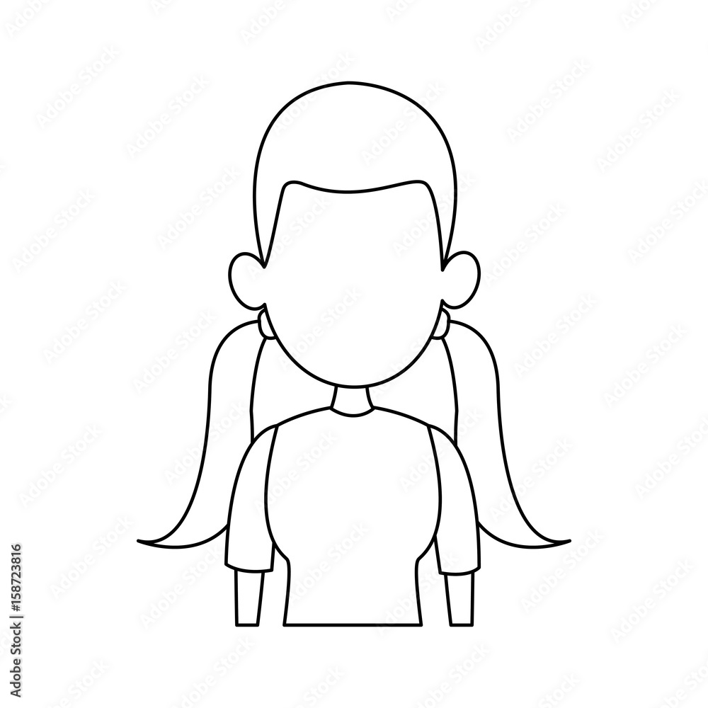 Obraz premium face portrait young woman cartoon vector illustration