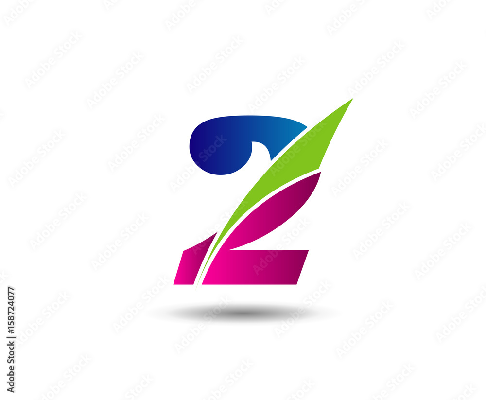 Number 2 logo. Vector logotype design.
