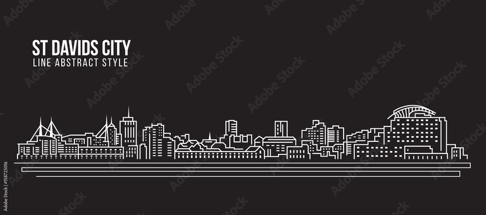 Cityscape Building Line art Vector Illustration design - St Davids city