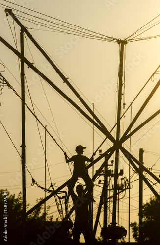 Photography Trampoline rope sunset child silhouette