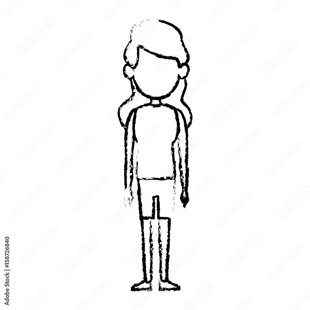 character woman female standing sketch image vector illustration character woman female standing sketch image vector illustration