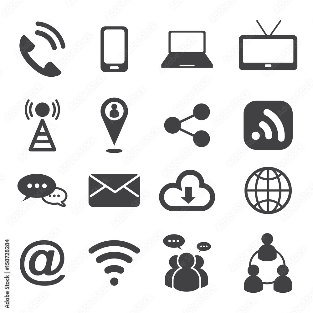 communication icons set. vector illustration. modern telecommunication  design concept. Stock Vector | Adobe Stock