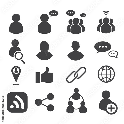 social icons set. vector illustration. communication and social network design concept.