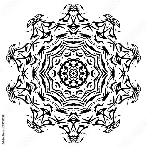 Vector element for coloring book. Black and white mandala