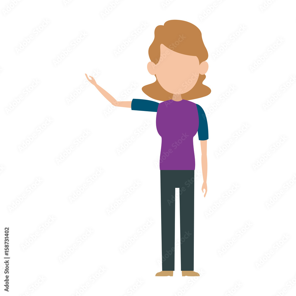 character woman female standing cartoon gesture image vector illustration