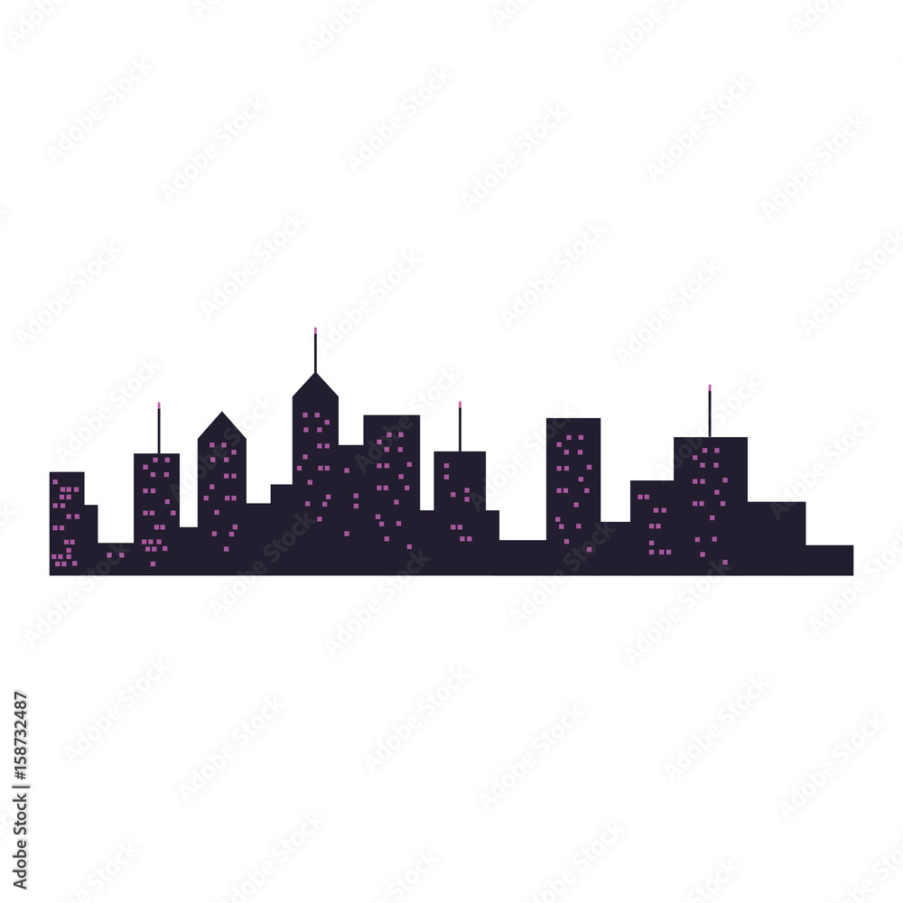 Naklejka premium modern city building skyline silhouette vector illustration