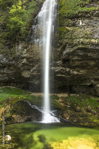 The view of Goriuda waterfall in Friuli region.