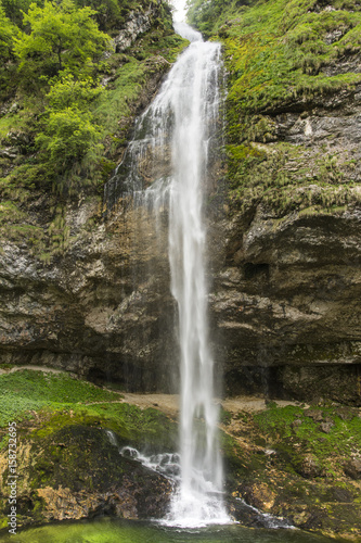 The view of Goriuda waterfall in Friuli region.