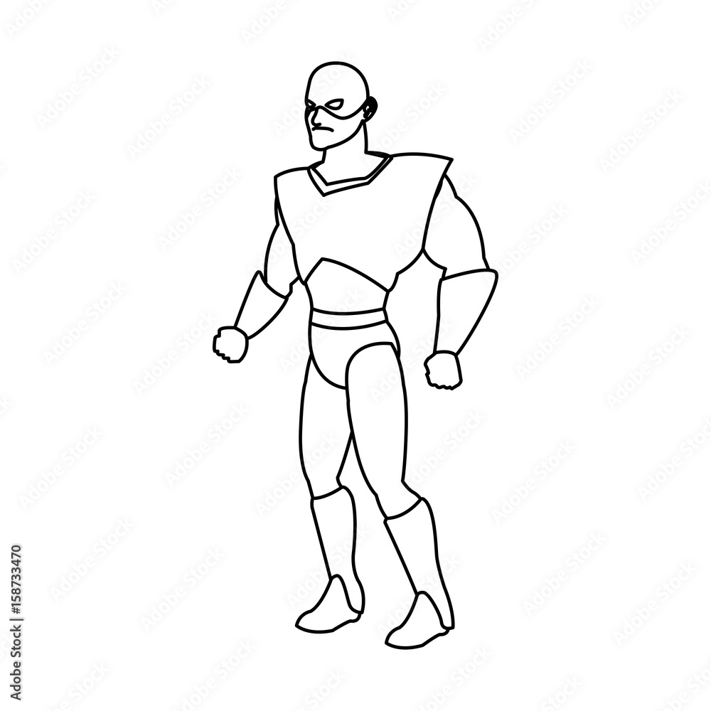muscular man superhero in mask suit boots gloves standing vector illustration muscular man superhero in mask suit boots gloves standing vector illustration