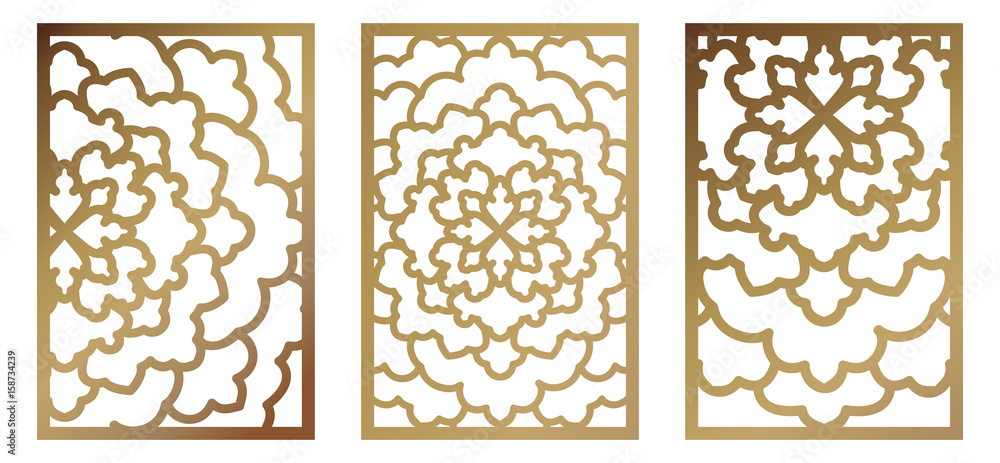 Set of Vector Laser cut panel. Abstract Pattern template for decorative  panel. Template for interior design Stock Vector | Adobe Stock