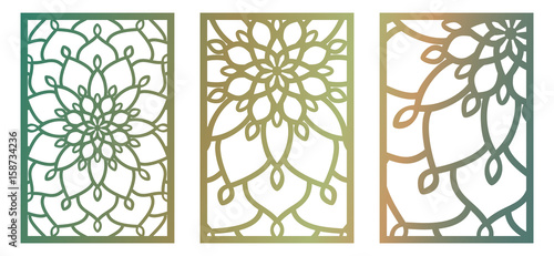 Set of Vector Laser cut panels. Abstract Pattern template for decorative panel. Template for interior design