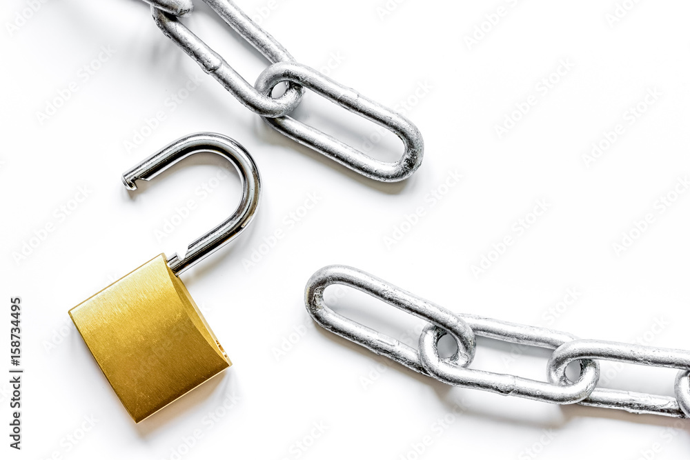 concept data protection metal chain on white background concept data protection metal chain on white background