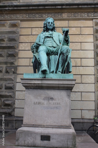 The statue of the Danish / Norwegian writer Ludvig Holberg 1684–1754 outside the Royal Theatre at Kongens Nytorv in Copenhagen.