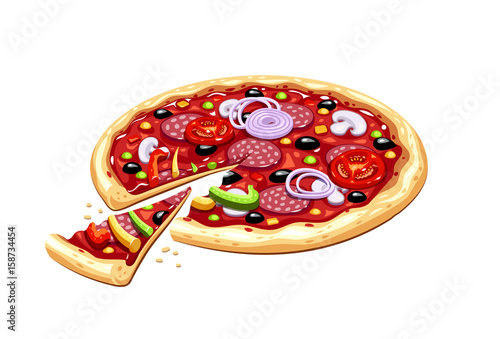 Pizza. Italian traditional food. Isolated white background.