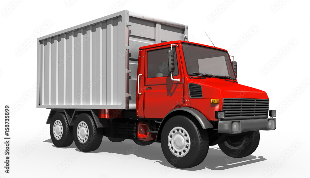 Truck, LKW mit Container, freigestellt