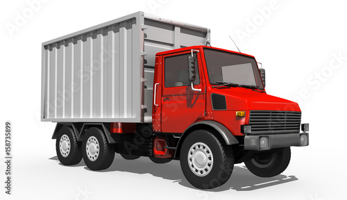 Truck, LKW mit Container, freigestellt