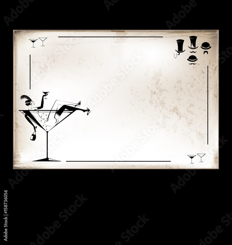 vintage card with drinking girl