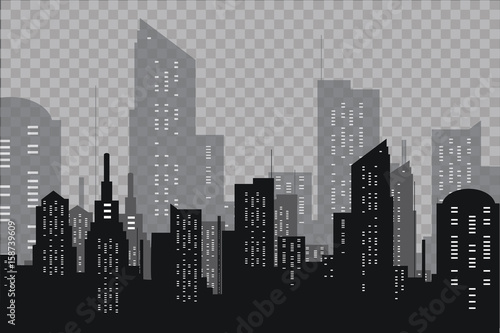 Fototapeta Naklejka Na Ścianę i Meble -  The silhouette of the city in a flat style. Modern urban landscape.vector illustration.