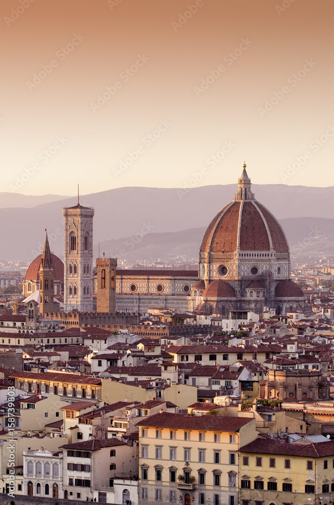 Cathedral of Santa Maria del Fiore Dome at sunset, Florence