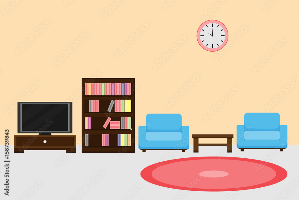interior living room with furniture and window.vector and illustration interior living room with furniture and window.vector and illustration