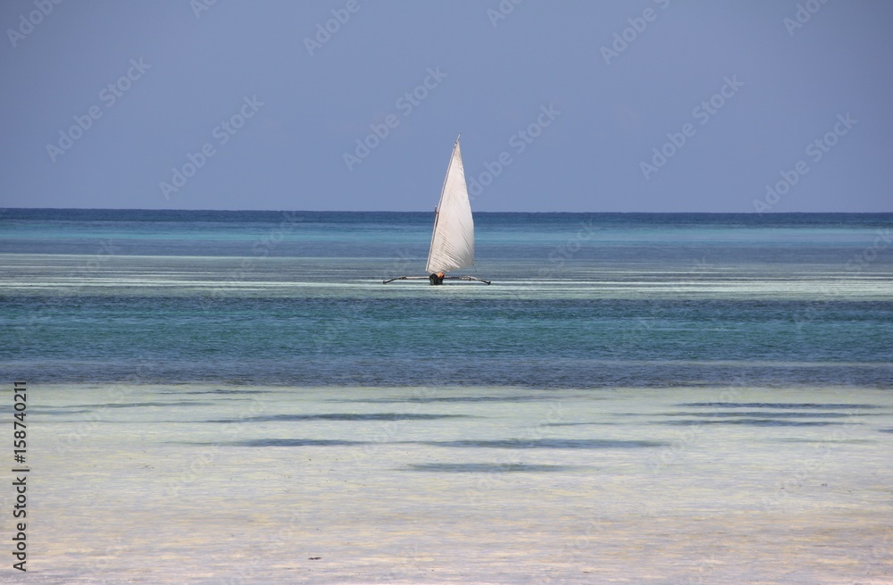 Dhow, Sailboat / Kiwengwa Beach, Zanzibar Island, Tanzania, Indian Ocean, Africa