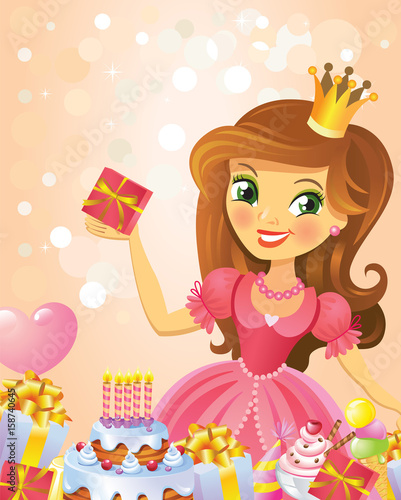 Happy Birthday, Princess, greeting card.  © azzzya
