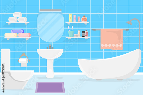 interior modern bathroom design.vector and illustration